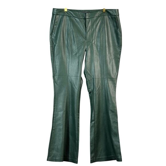 Eloquii Viscose Faux Leather Wide Leg Fall Holiday Hunter Green Pants Size 16 - Picture 1 of 10
